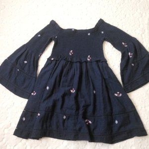 Free People Navy Mini Dress with Floral Accents